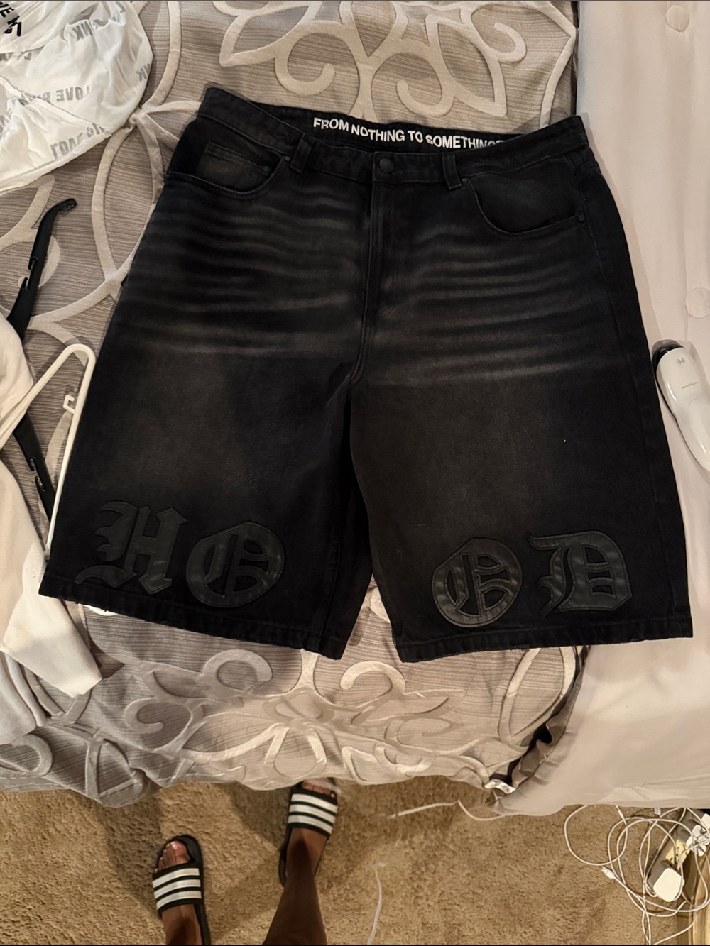 HOOD Rich 2026 Black Men's Denim Shorts Brand New
